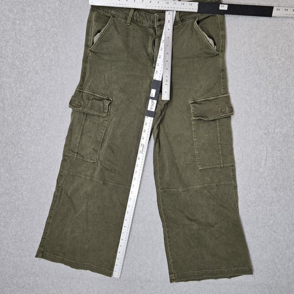American Eagle Outfitters Women Pants 12 Green Cargo Wide-Leg High Rise Baggy - Picture 11 of 15